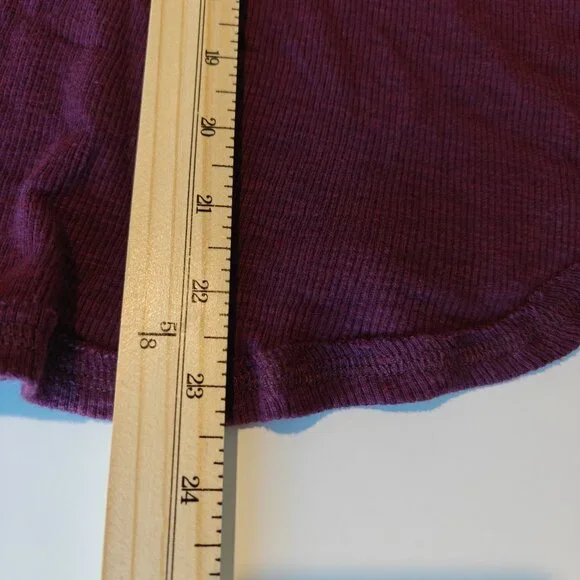 Free People Fair Isle Burgundy Purple Embroidered Thermal Top With Thumbholes - Picture 12 of 13